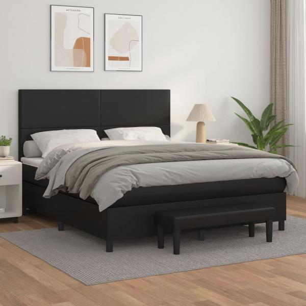 ARDEBO.de - Boxspringbett mit Matratze Schwarz 180x200 cm Kunstleder