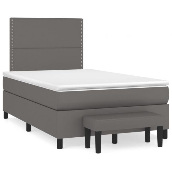 Boxspringbett mit Matratze Grau 120x200 cm Kunstleder