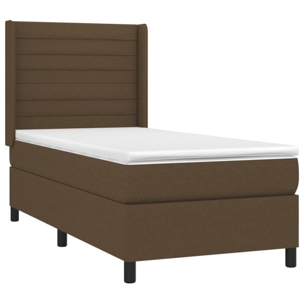 Boxspringbett mit Matratze & LED Dunkelbraun 90x190 cm Stoff