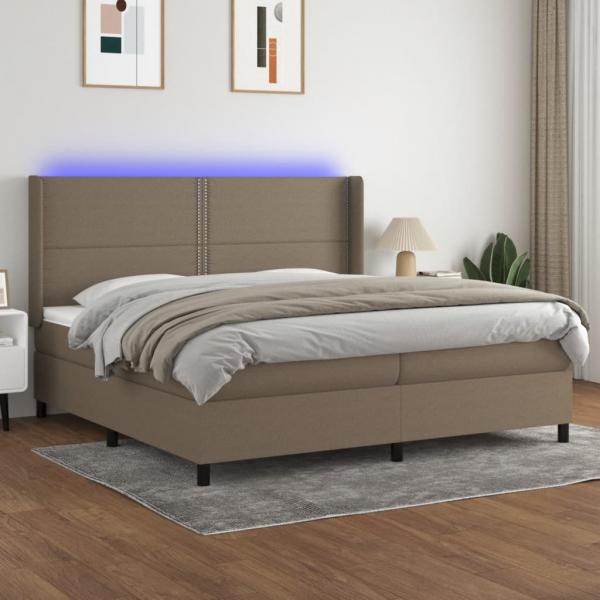 ARDEBO.de - Boxspringbett mit Matratze & LED Taupe 200x200 cm Stoff