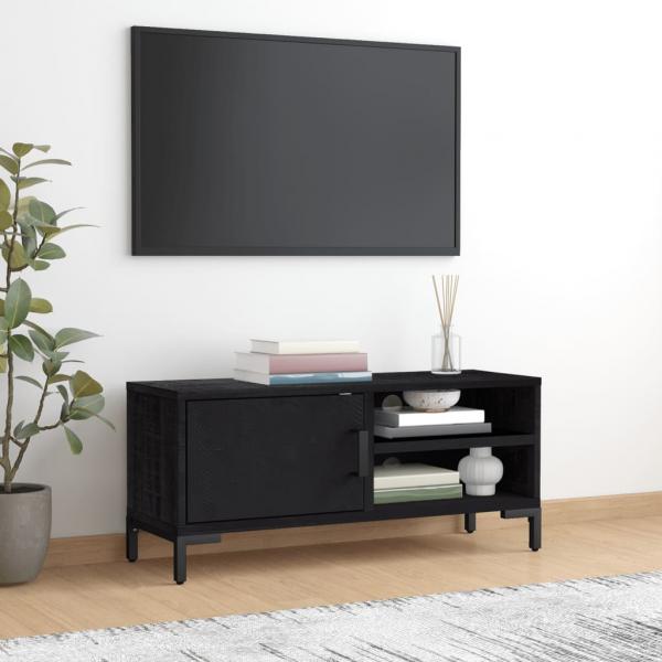 ARDEBO.de - TV-Schrank Schwarz 90x30x40 cm Massivholz Kiefer