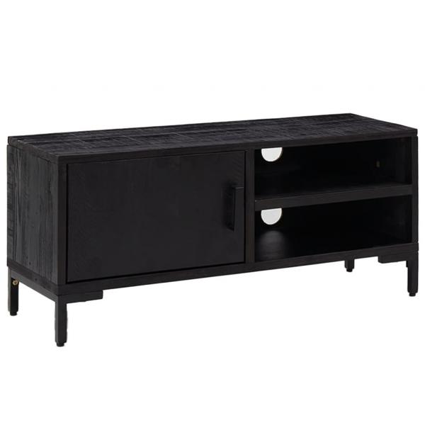 TV-Schrank Schwarz 90x30x40 cm Massivholz Kiefer