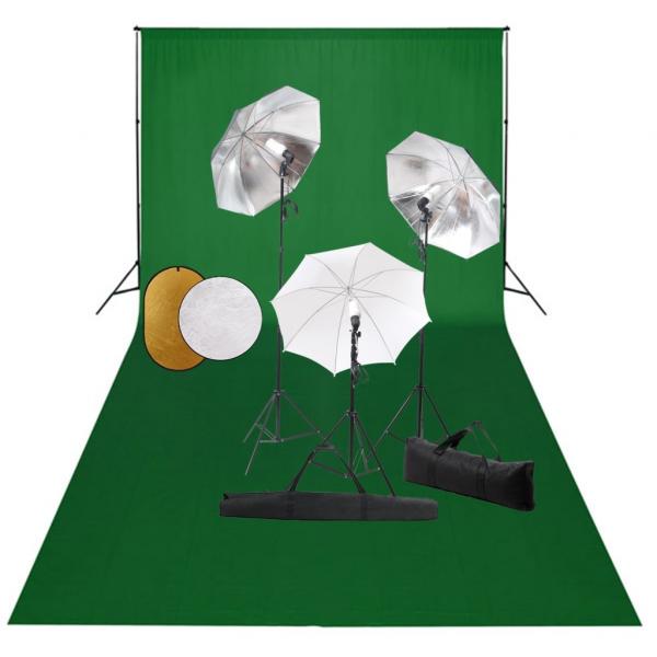 ARDEBO.de - Fotostudio-Set mit Leuchten, Schirmen, Hintergrund & Reflektor