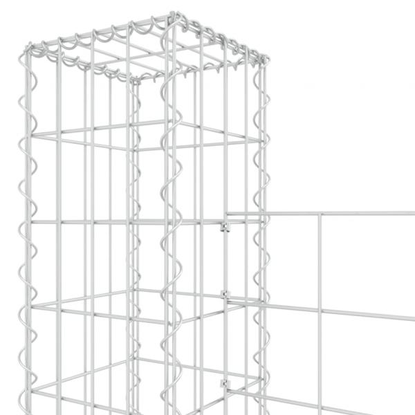 Gabionenkorb U-Form mit 5 Säulen Eisen 500x20x200 cm