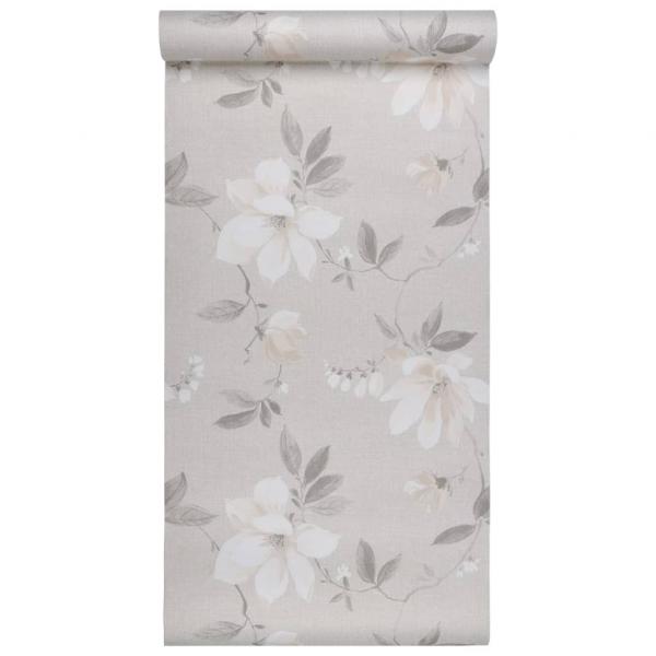 Vliestapete 3D Blumenmuster Grau 10x0,53 m