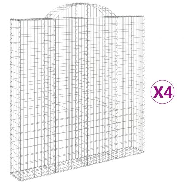 Gabionen mit Hochbogen 4 Stk. 200x30x200/220cm Verzinktes Eisen