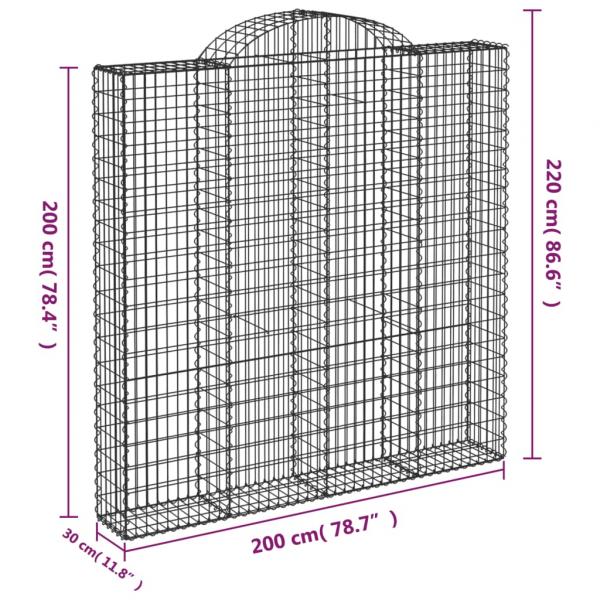 Gabionen mit Hochbogen 4 Stk. 200x30x200/220cm Verzinktes Eisen