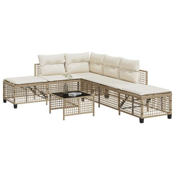 ARDEBO.de - 3-tlg. Garten-Ecksofa-Set mit Kissen Beige Poly Rattan