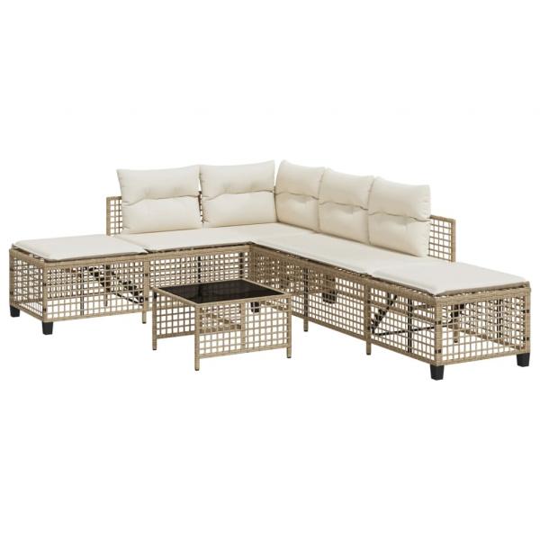 3-tlg. Garten-Ecksofa-Set mit Kissen Beige Poly Rattan