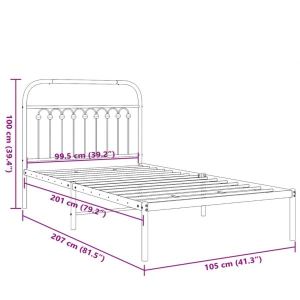 Bettgestell mit Kopfteil Metall Schwarz 100x200 cm