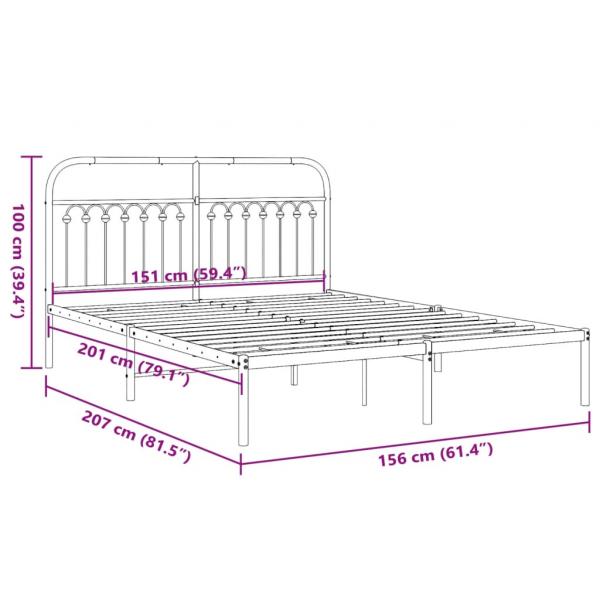 Bettgestell mit Kopfteil Metall Weiß 150x200 cm