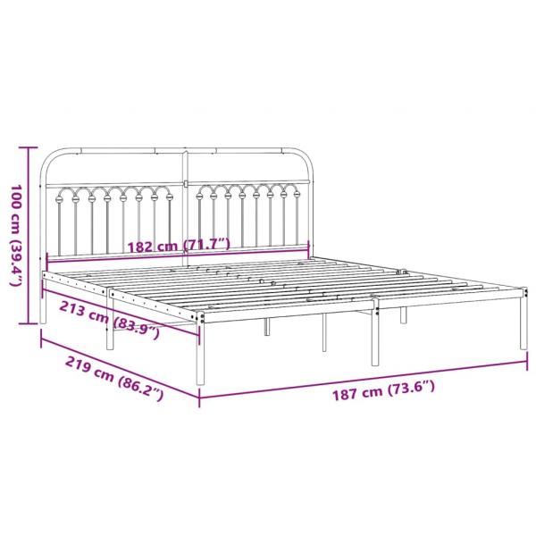 Bettgestell mit Kopfteil Metall Schwarz 183x213 cm