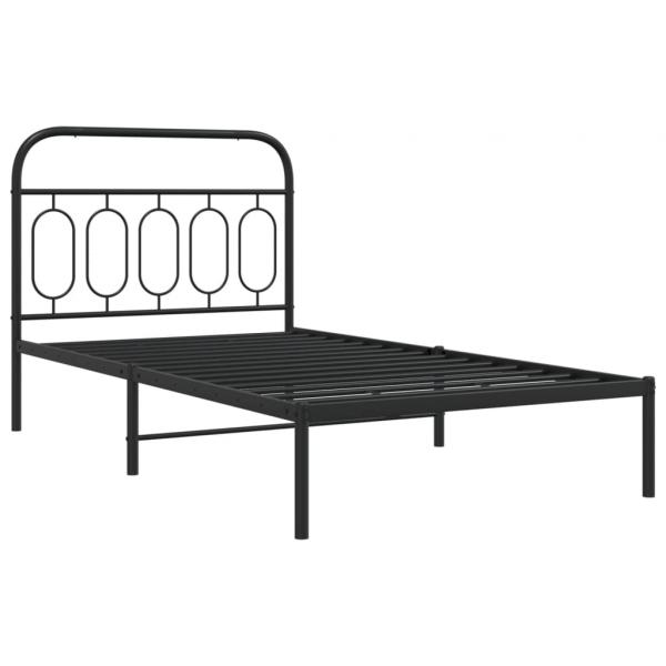 Bettgestell mit Kopfteil Metall Schwarz 100x190 cm