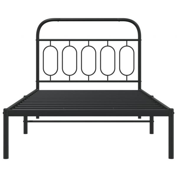 Bettgestell mit Kopfteil Metall Schwarz 107x203 cm