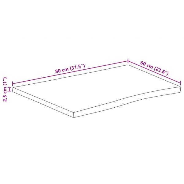 Tischplatte mit Baumkante 80x60x2,5 cm Massivholz Mango