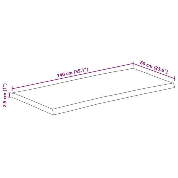 Tischplatte mit Baumkante 140x60x2,5 cm Massivholz Mango