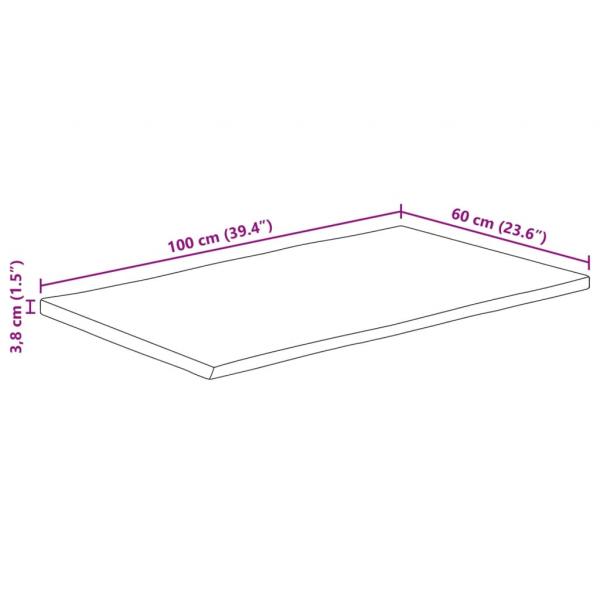 Tischplatte mit Baumkante 100x60x3,8 cm Massivholz Mango