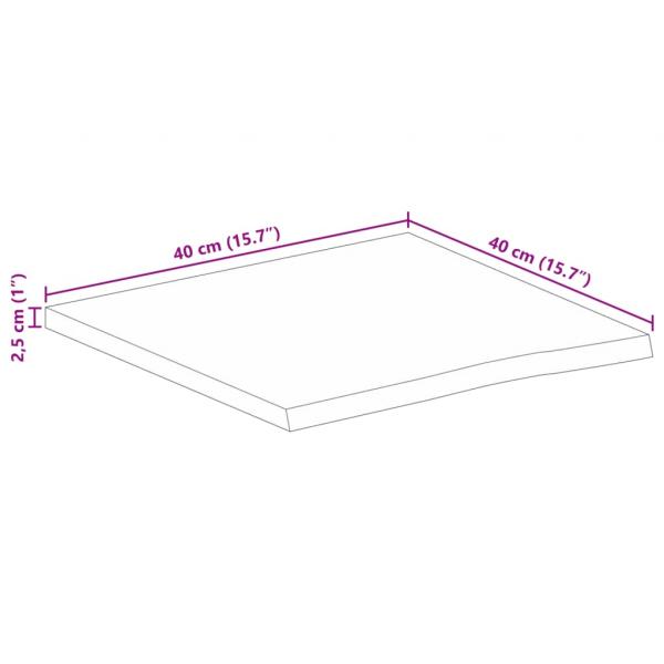 Tischplatte mit Baumkante 40x40x2,5 cm Massivholz Mango