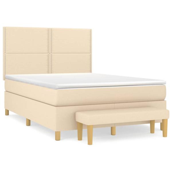 Boxspringbett mit Matratze Creme 140x190 cm Stoff