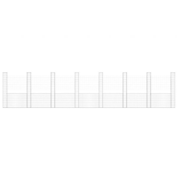 Gabionenkorb U-Form mit 8 Säulen Eisen 860x20x200 cm