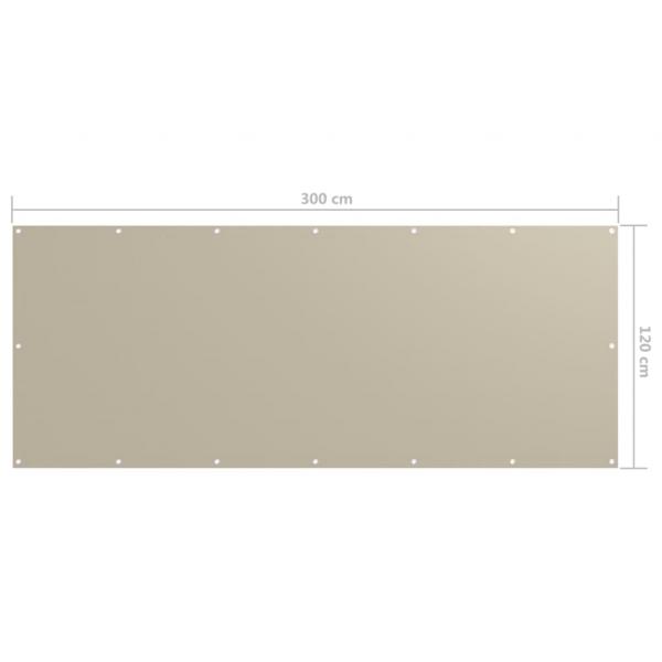 Balkon-Sichtschutz Beige 120x300 cm Oxford-Gewebe