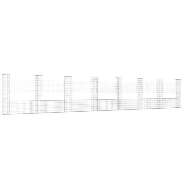 Gabionenkorb U-Form mit 8 Säulen Eisen 860x20x150 cm