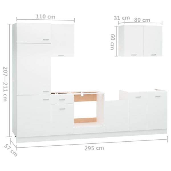 7-tlg. Küchenzeile Weiß Holzwerkstoff