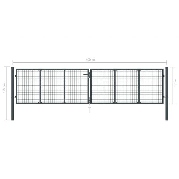 Mesh-Gartentor Verzinkter Stahl 400 x 125 cm Grau