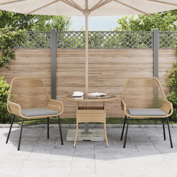 Gartenstühle 2 Stk. mit Kissen Braun Poly Rattan