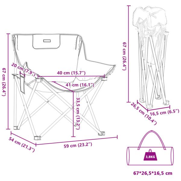 Campingstühle 2 Stk. mit Tasche Klappbar Grau