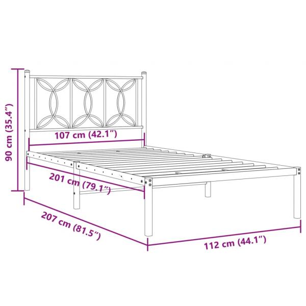 Bettgestell mit Kopfteil Metall Weiß 107x203 cm