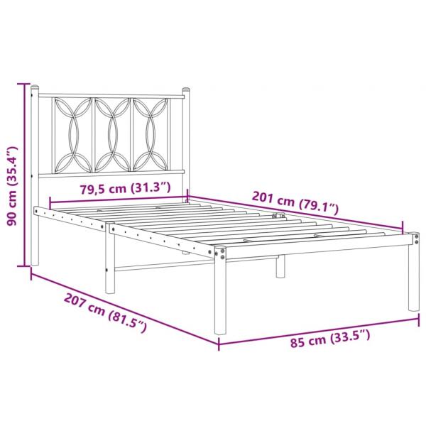 Bettgestell mit Kopfteil Metall Schwarz 80x200 cm