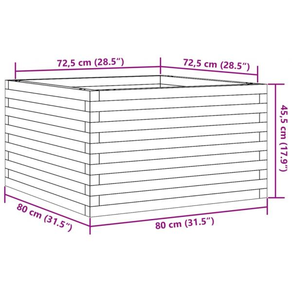 Pflanzkübel Wachsbraun 80x80x45,5 cm Massivholz Kiefer