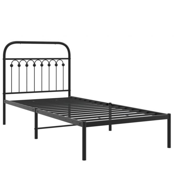 Bettgestell mit Kopfteil Metall Schwarz 90x190 cm