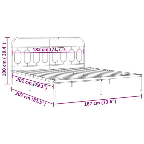 Bettgestell mit Kopfteil Metall Schwarz 180x200 cm