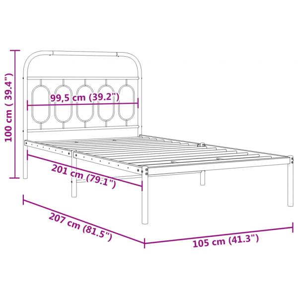 Bettgestell mit Kopfteil Metall Weiß 100x200 cm