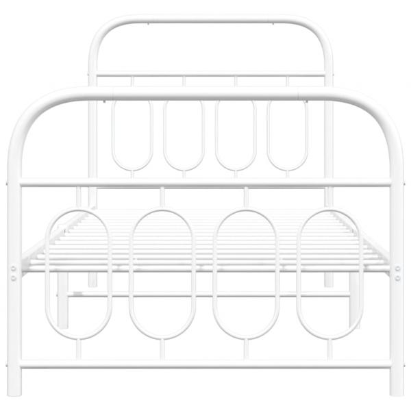 Bettgestell mit Kopf- und Fußteil Metall Weiß 90x200 cm