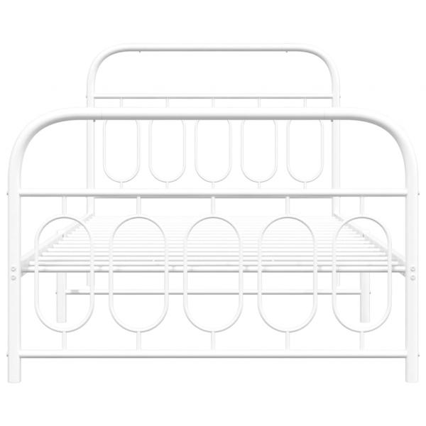 Bettgestell mit Kopf- und Fußteil Metall Weiß 107x203 cm