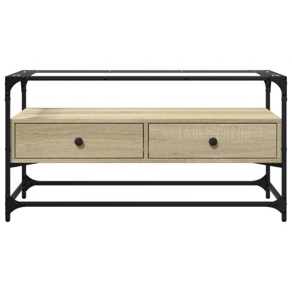 TV-Schrank mit Glasplatte Sonoma-Eiche 98x35x51cm Holzwerkstoff