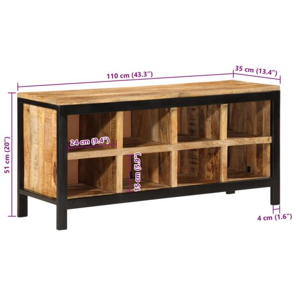 Schuhbank 110x35x51 cm Raues Massivholz Mango