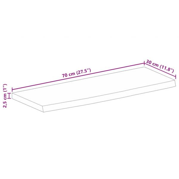 Tischplatte mit Baumkante 70x30x2,5 cm Massivholz Mango