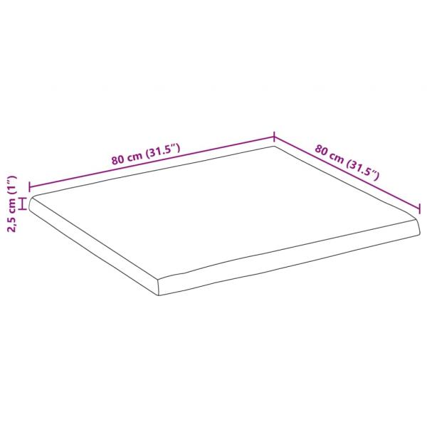 Tischplatte mit Baumkante 80x80x2,5 cm Massivholz Mango