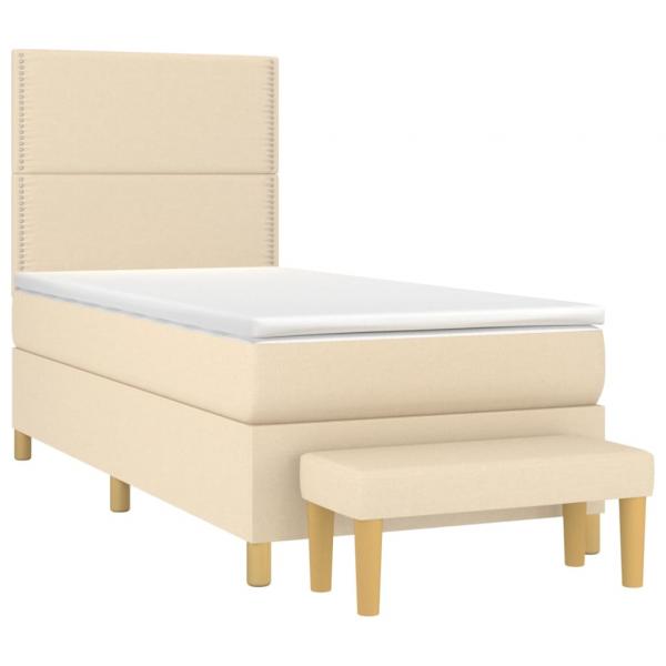 Boxspringbett mit Matratze Creme 90x190 cm Stoff