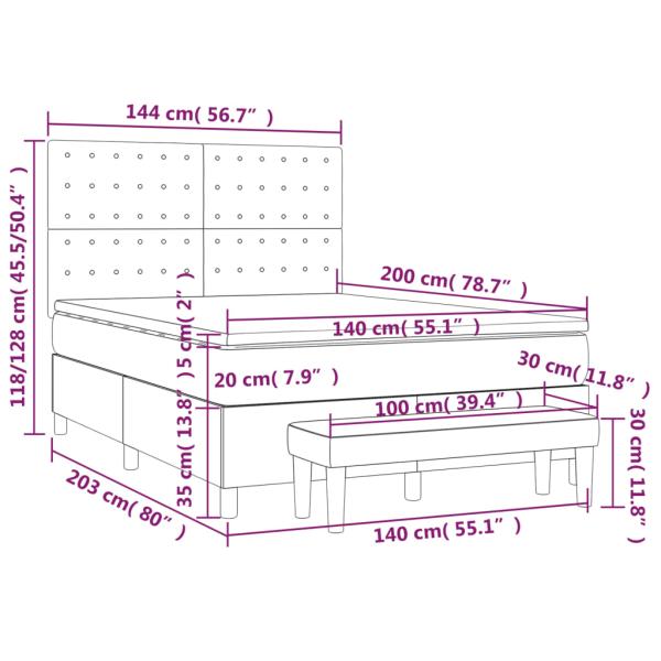 Boxspringbett mit Matratze Creme 140x200 cm Stoff