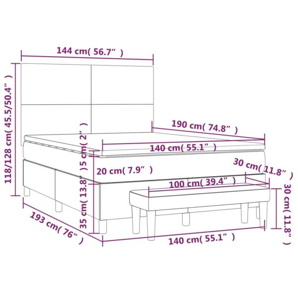 Boxspringbett mit Matratze Schwarz 140x190 cm Kunstleder