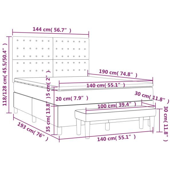 Boxspringbett mit Matratze Weiß 140x190 cm Kunstleder