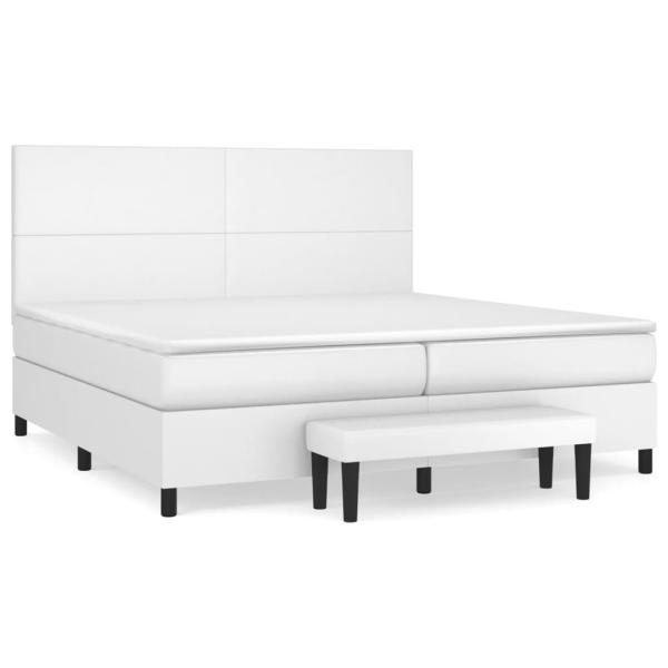 Boxspringbett mit Matratze Weiß 200x200 cm Kunstleder