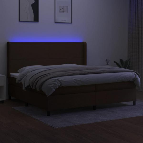 Boxspringbett mit Matratze & LED Dunkelbraun 200x200 cm Stoff