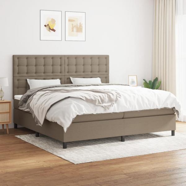 ARDEBO.de - Boxspringbett mit Matratze Taupe 200x200 cm Stoff