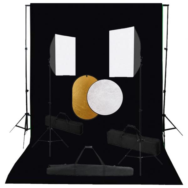 ARDEBO.de - Fotostudio-Set mit Softboxen, Hintergrundsystem und Reflektor